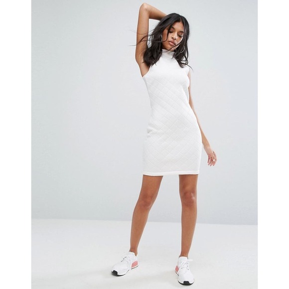 adidas Originals Dresses & Skirts - Adidas ORIGINALS HighNeck Quilted Bodycon Athletic White Dress | Sz M NWOT [A41]
